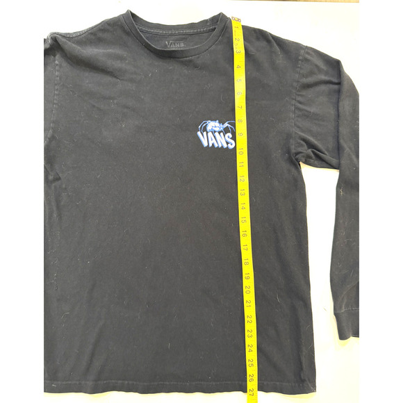Vans Mens Long Sleeve Shirt Medium Black Off The Wall Since 1966 Back Sleeve Hit - Picture 6 of 8